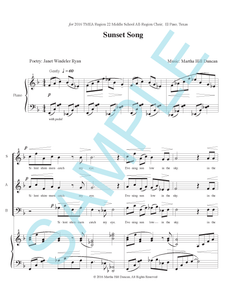 SUNSET SONG FOR SAB AND PIANO