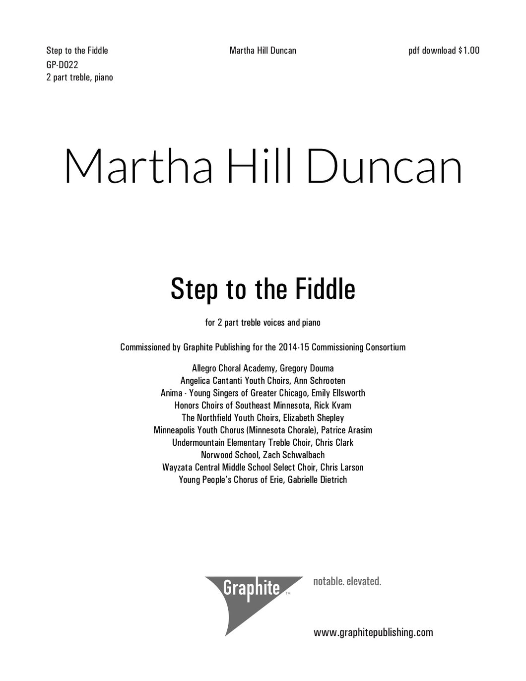 STEP TO THE FIDDLE FOR SA AND PIANO